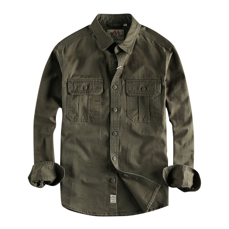 Men’s Multi-Pocket Washed Workwear Shirt Jacket