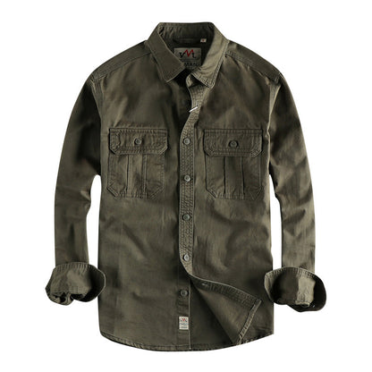 Men’s Multi-Pocket Washed Workwear Shirt Jacket