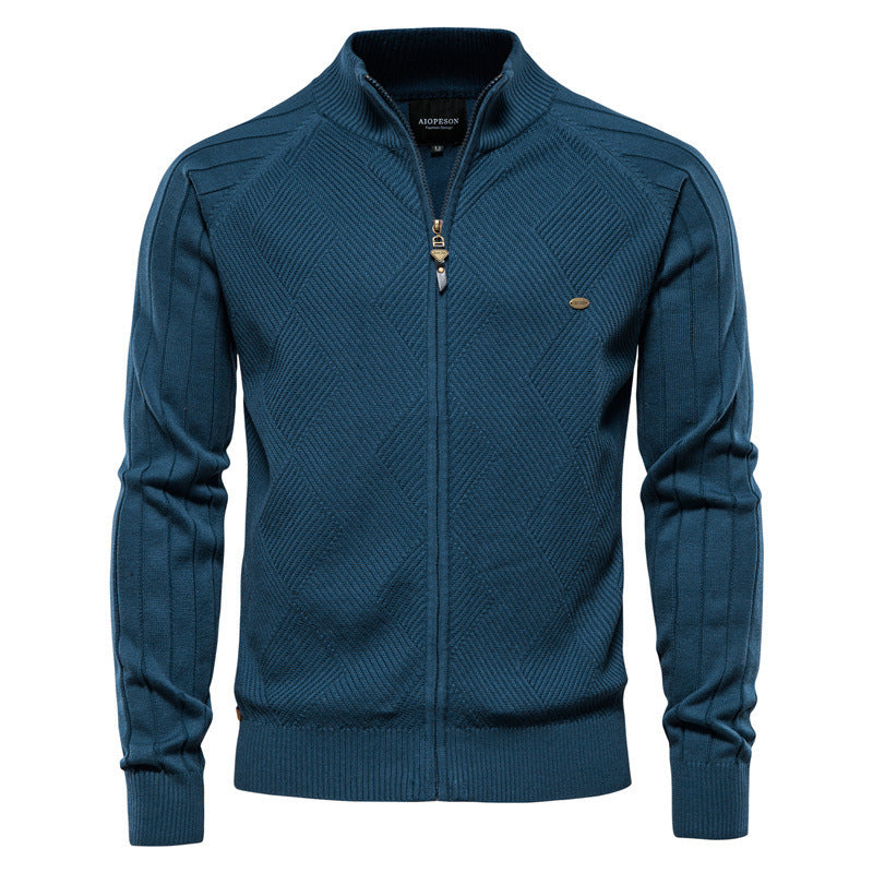Men’s Casual Color-Block Knit Sweater Jacket