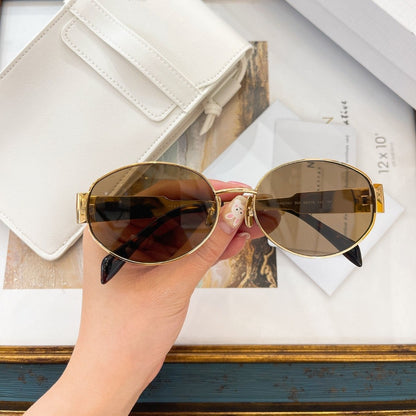 CL new Arc de Triomphe fashion sunglasses for women, 40235, influencer style, metal oval frame Zeiss lens sunglasses