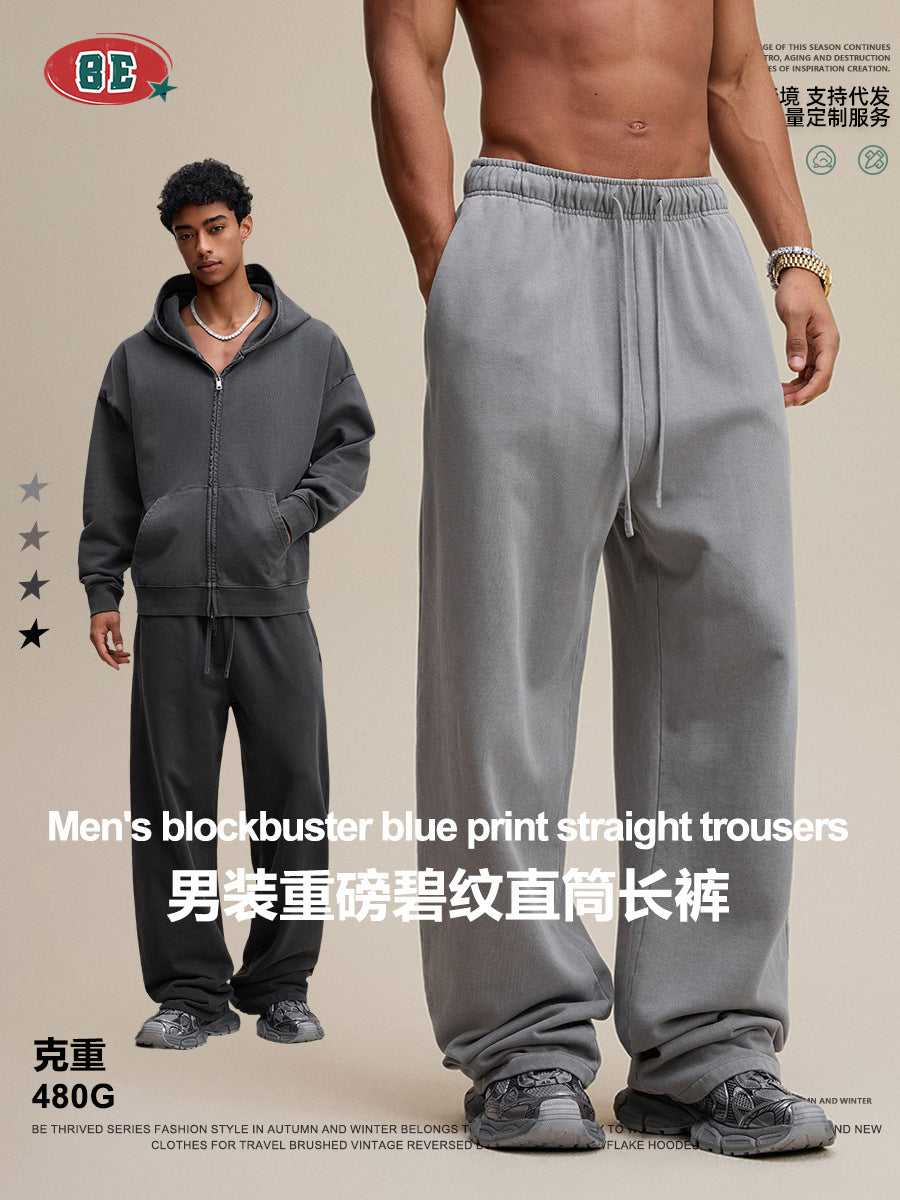 Men’s Heavyweight Cotton Straight-Leg Casual Pants