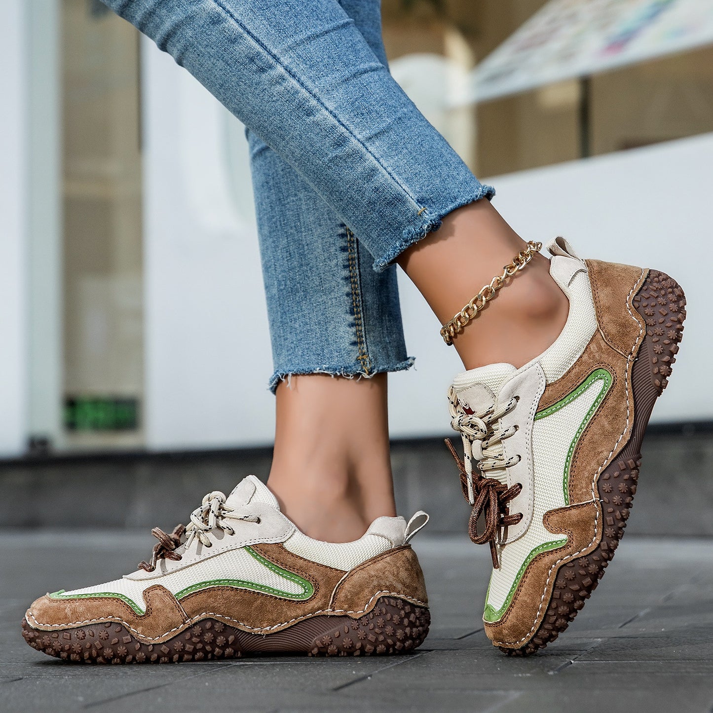 Unisex Genuine Leather Outdoor Casual Sneakers
