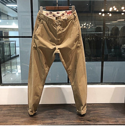 Men’s Retro Washed Twill Straight-Leg Chino Pants