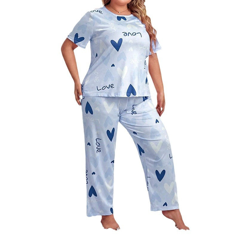 Women’s Plus Size Love Print Pajama Set (2-Piece)
