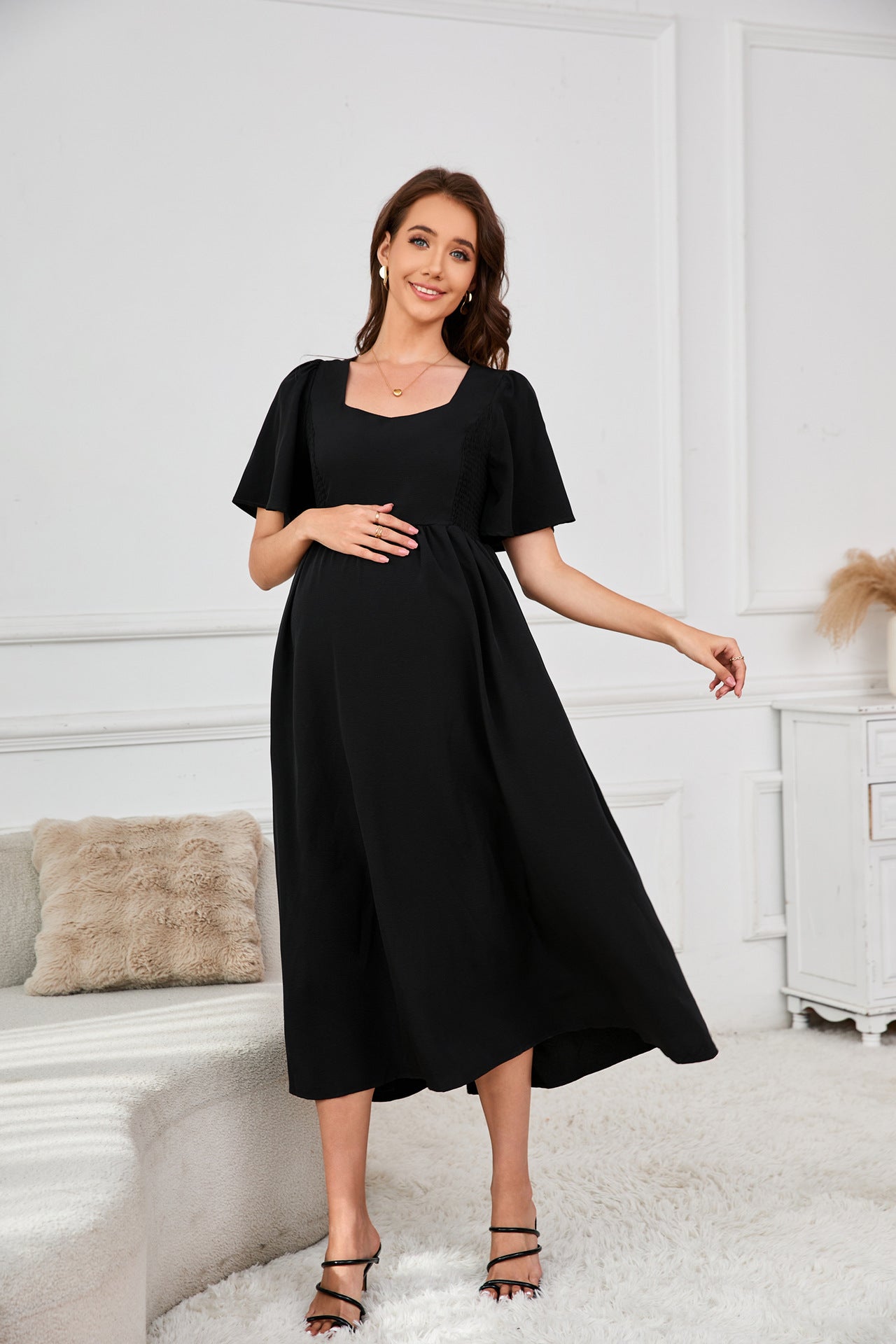Women’s Square Neck Maternity Maxi Dress