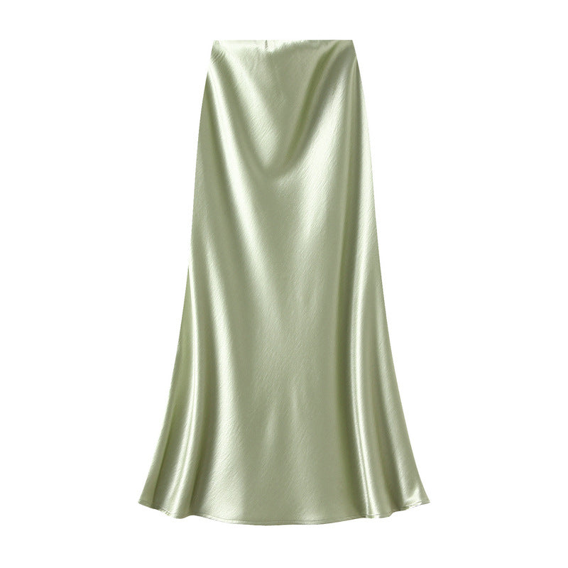 Women’s Pleated Satin Fishtail Maxi Skirt