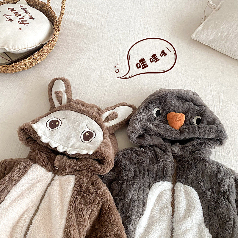 Baby Winter Cartoon Hooded Jumpsuit