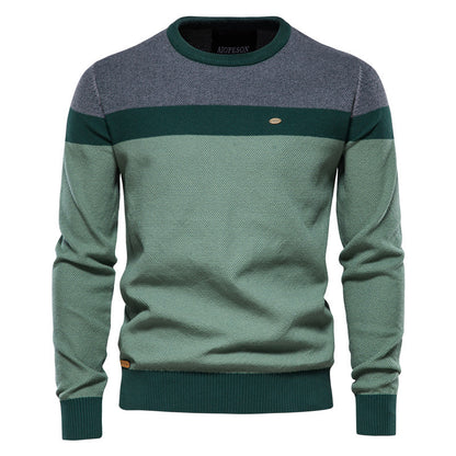 Men’s Striped Patchwork Knit Sweater