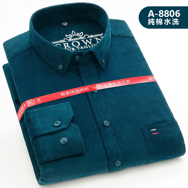 Men’s 100% Cotton Corduroy Long Sleeve Shirt