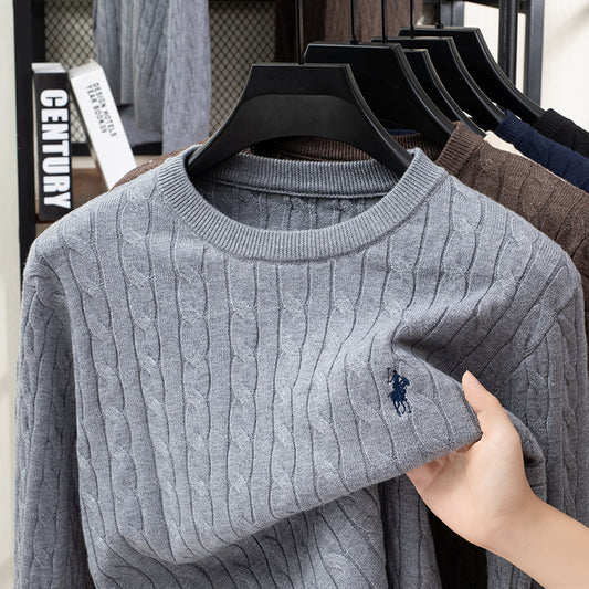 Men’s Cable Knit Embroidered Sweater