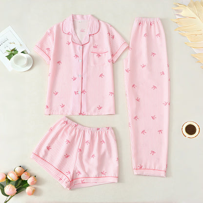 Women’s Bubble Wrinkle Short Sleeve Pajama Set