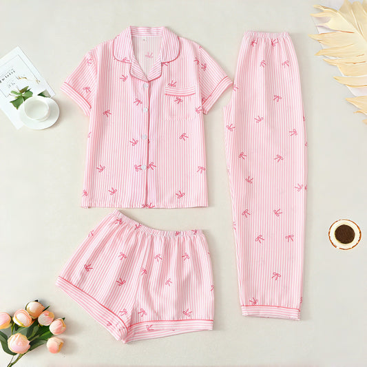 Women’s Bubble Wrinkle Short Sleeve Pajama Set