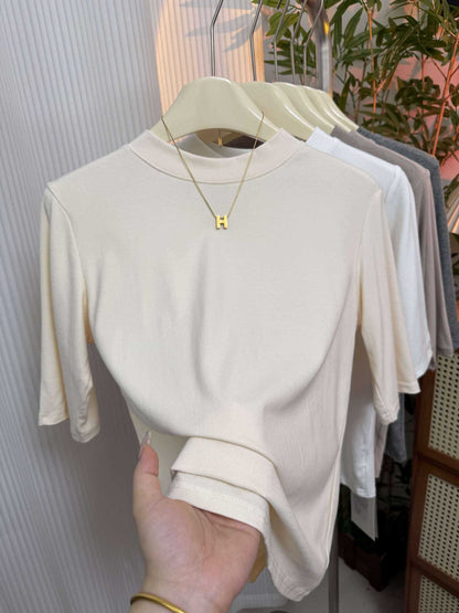 Women’s Stretch Cotton Half High-Neck Mid Sleeve Base Shirt