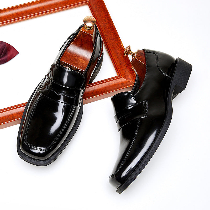 Men’s British Style Shiny Leather Slip-On Loafers