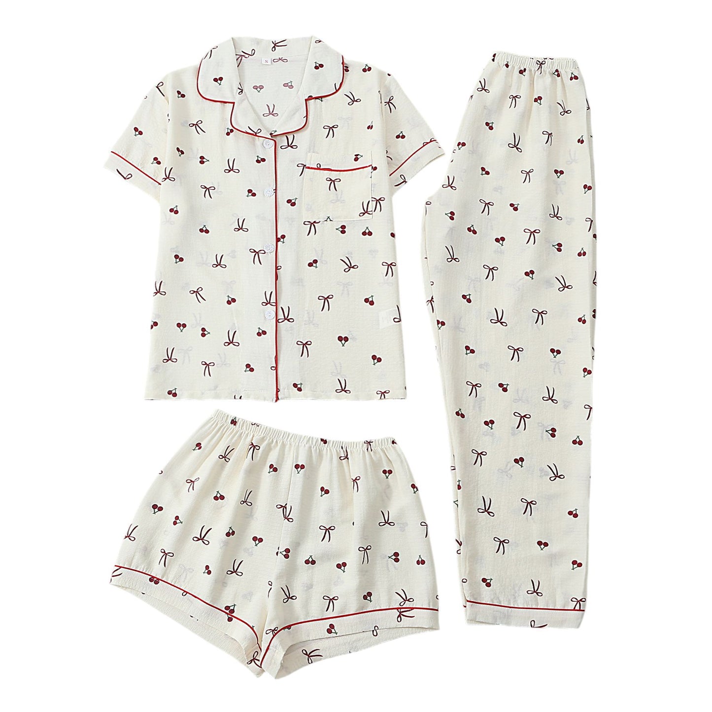 Women’s Bubble Wrinkle Short Sleeve Pajama Set
