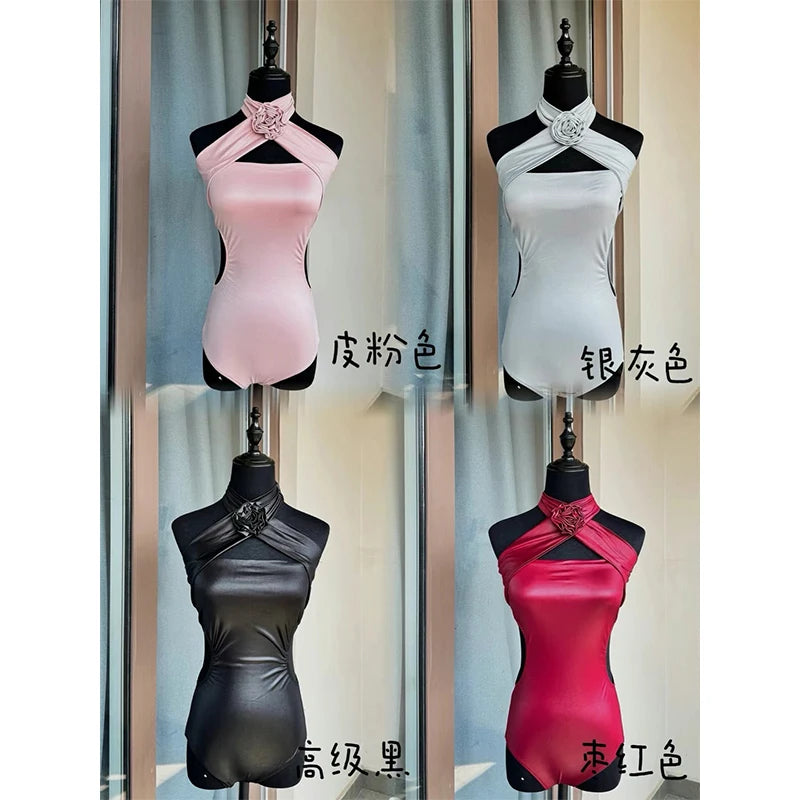 Latin Dance Halter Top & Skirt Set for Women