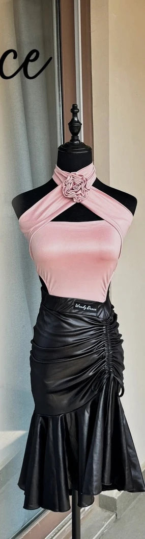 Latin Dance Halter Top & Skirt Set for Women