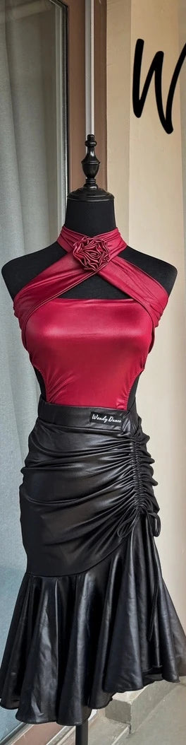 Latin Dance Halter Top & Skirt Set for Women