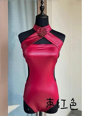 Latin Dance Halter Top & Skirt Set for Women