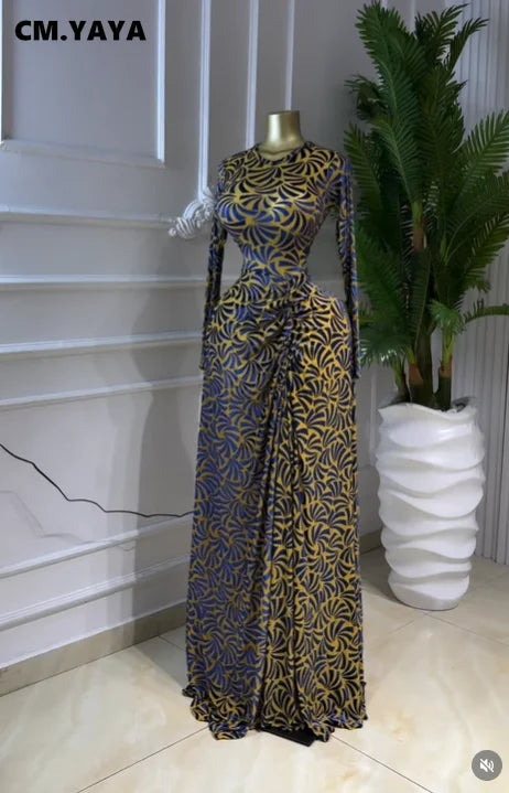 Mesh Ruched See-Through Maxi Dress for Women 2026