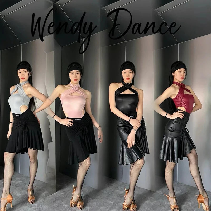 Latin Dance Halter Top & Skirt Set for Women