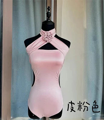 Latin Dance Halter Top & Skirt Set for Women