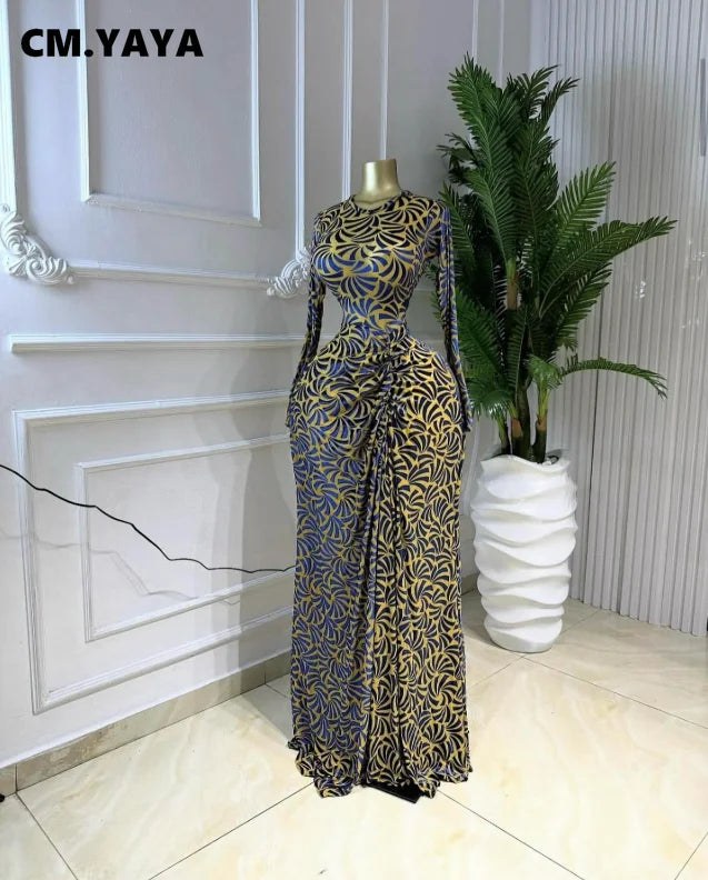 Mesh Ruched See-Through Maxi Dress for Women 2026