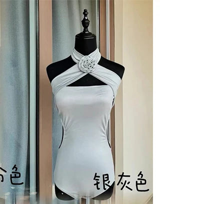 Latin Dance Halter Top & Skirt Set for Women